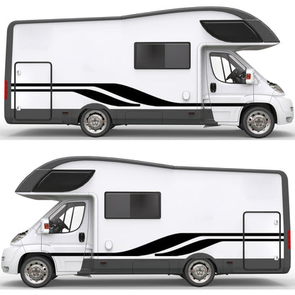 Set 2 Pcs Vehicle Stripes Auto Graphics RV Trailer Car Truck Boat Accent Stripe Both Sides Decals | Camper Van Stripes Sides Decor adhesives