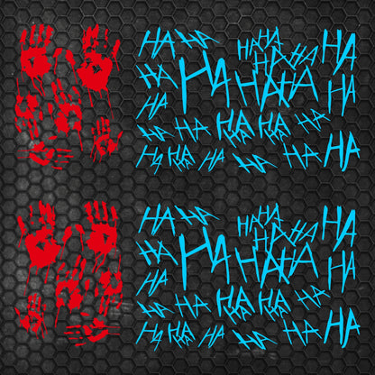 Set 2 Pcs JDM Scary Ahahah with Bloody Hands Sticker Motorbike