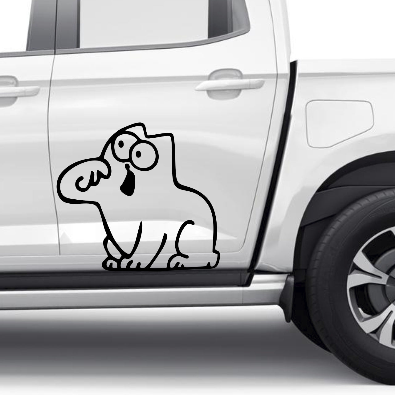 Set 2 Pcs Hungry Cat Simon Sticker car tailgate bowl Vinyl Decals | Funny cat Stickers decor Cover Sticker adhesive Auto | Animal Graphics