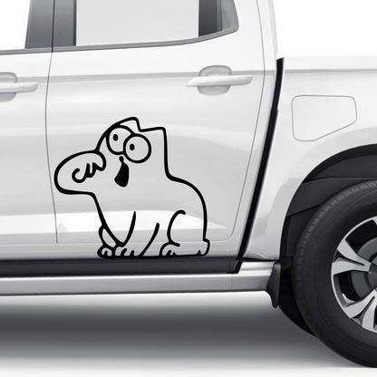 Set 2 Pcs Hungry Cat Simon Sticker car tailgate bowl Vinyl Decals | Funny cat Stickers decor Cover Sticker adhesive Auto | Animal Graphics