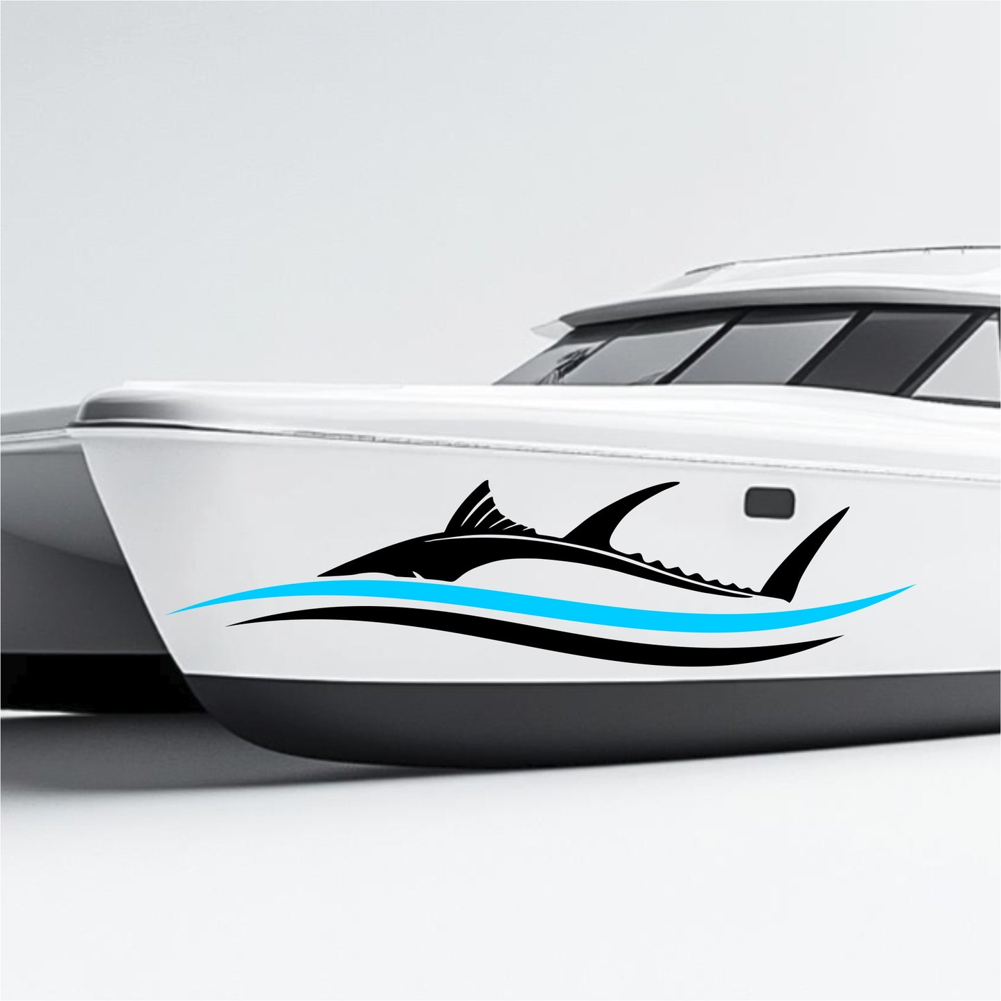 Set 2 Pcs Side Boat Stripe Fish in Wave Sticker Boat Body Decal Cruise | Ocean Mural Vinyl Covers Adhesives Styling fishing Boats Decoration