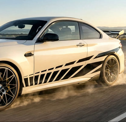 Set 2 Pcs Car Racing Stripes Sport | Motorsport both sides Stripes Graphics Decals | Universal Stripes Decal Kit | Racing Vehicle Stickers
