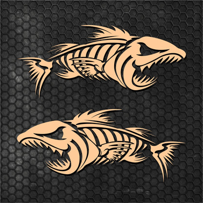 Set 2 Pcs Boat Furious Scary Fish Stickers Boat Body Decal Cruise