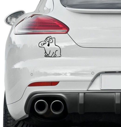 Set 2 Pcs Hungry Cat Simon Sticker car tailgate bowl Vinyl Decals | Funny cat Stickers decor Cover Sticker adhesive Auto | Animal Graphics