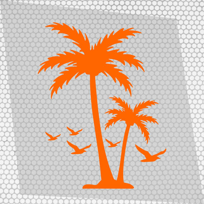 Set Caravan Palm Trees and Seagulls Birds Graphics Decals | Summer theme Camper Van Caravan Car Vehicle Decor Kit | Motorhome Adhesive Vinyl