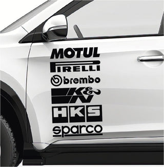 Set Both Sides Cut Emblem Graphics Sponsor Stickers Racing Brand Decal