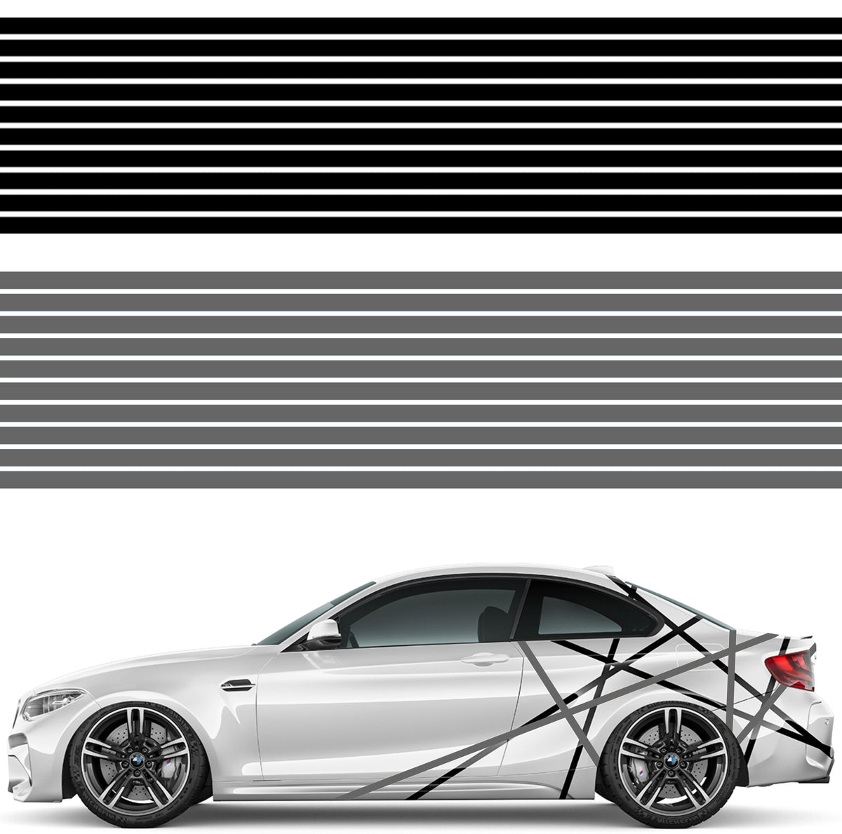 Set 20 Pcs Thin Stripes camouflage Car Decor Graphics. Both Sides Multicolor Stripe Decal Graphics Car, Van Offroad Decor Vehicle Decals
