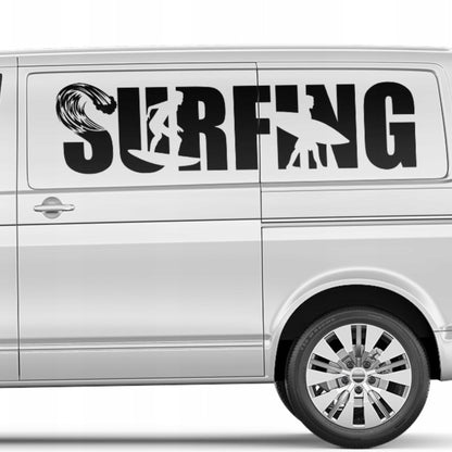 Set Car Van Surf Adventure Edition Graphics Both Sides Summer Sport Decals. Sea Waves Van adhesives, Color Stripes Adhesives Campervan Truck