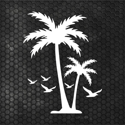 Set Caravan Palm Trees and Seagulls Birds Graphics Decals | Summer theme Camper Van Caravan Car Vehicle Decor Kit | Motorhome Adhesive Vinyl