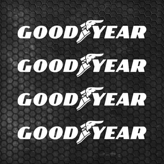 Set 4 HQ Goodyear Tyre Sponsor Vinyl Racing Motorsport Emblem Sticker Decals | Motorcycle Car Vehicle Emblem Decor Kit Racing wrap Adhesives Goodyear Cut vinyl Logo