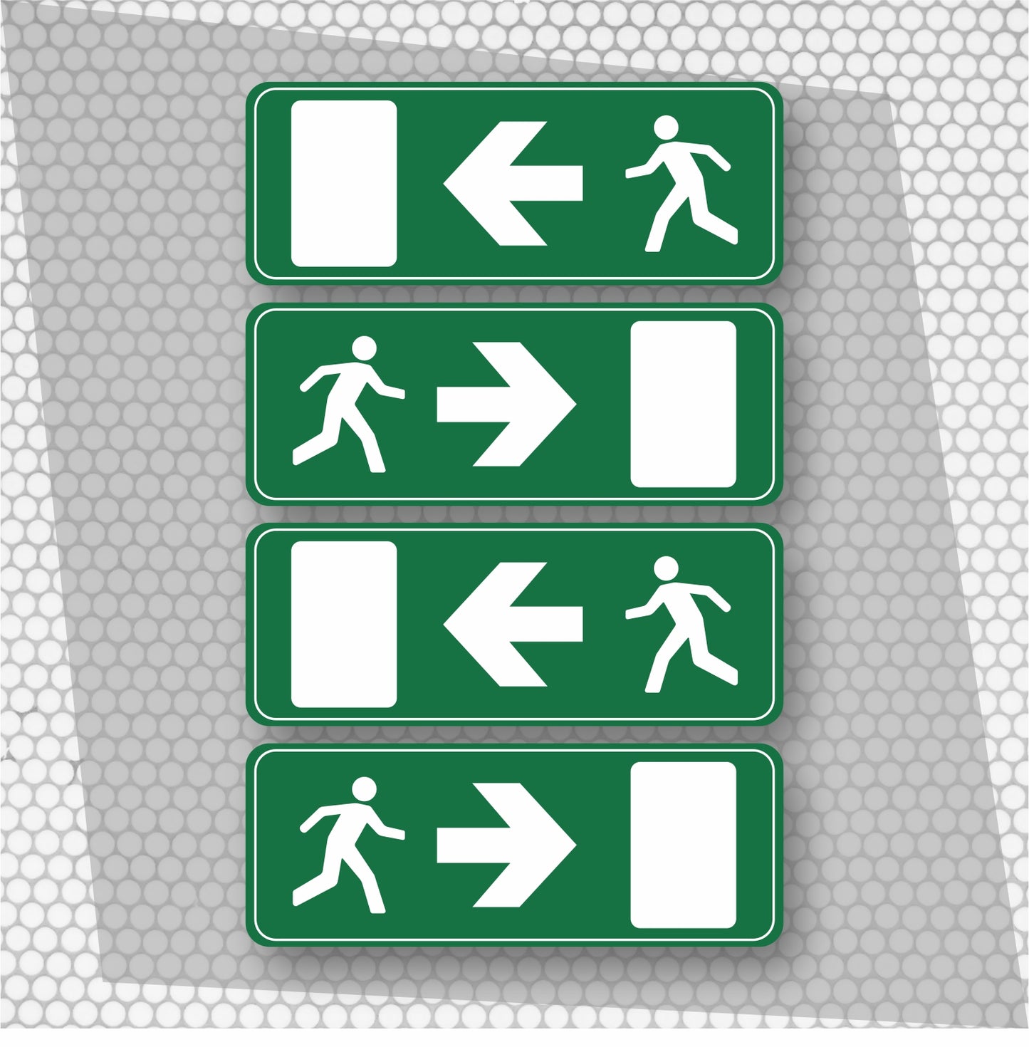 Set 4 Pcs High Quality Stickers Rescue Exit Sign | Warning Signage Decals Vinyl to Office, Store, Garage, Restaurant, Bar, Wall, Door, etc.