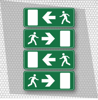 Set 4 Pcs High Quality Stickers Rescue Exit Sign
