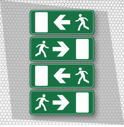 Set 4 Pcs High Quality Stickers Rescue Exit Sign | Warning Signage Decals Vinyl to Office, Store, Garage, Restaurant, Bar, Wall, Door, etc.
