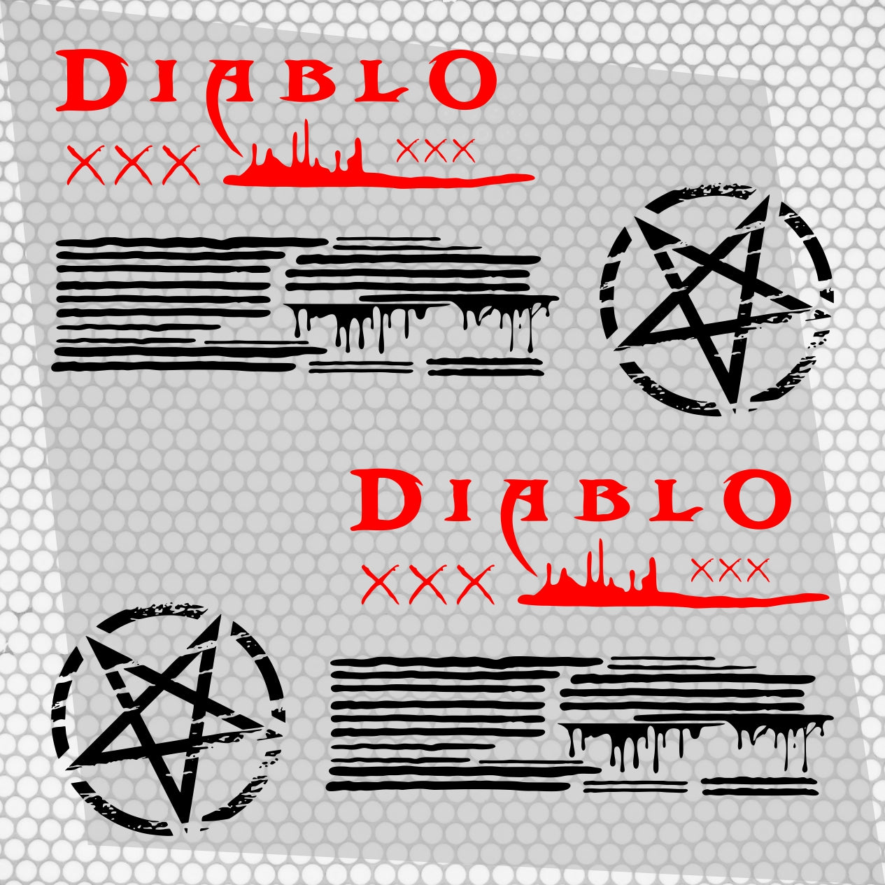 Set 2 Pcs JDM Decals The Diablo Theme Car Sticker Graphics Both Sides Sports Style Scary Pattern Accessories Wrap Vinyl Decal | Car Adhesive