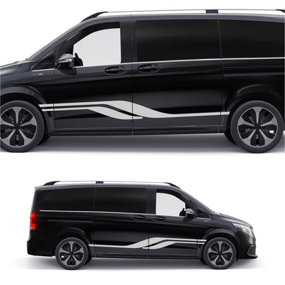 Set 2 Pcs Vehicle Stripes Auto Graphics RV Trailer Car Truck Boat Accent Stripe Both Sides Decals | Camper Van Stripes Sides Decor adhesives