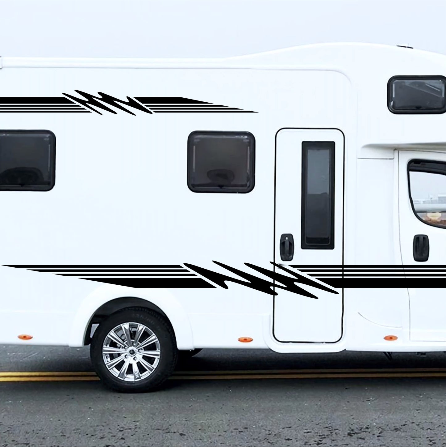 Set 4 Pcs Van Stripes Graphics for Caravan Graphics RV Horsebox Trailer Camper Van Body Decor Vinyl Decals | Motorhome Stripes Adhesive Set