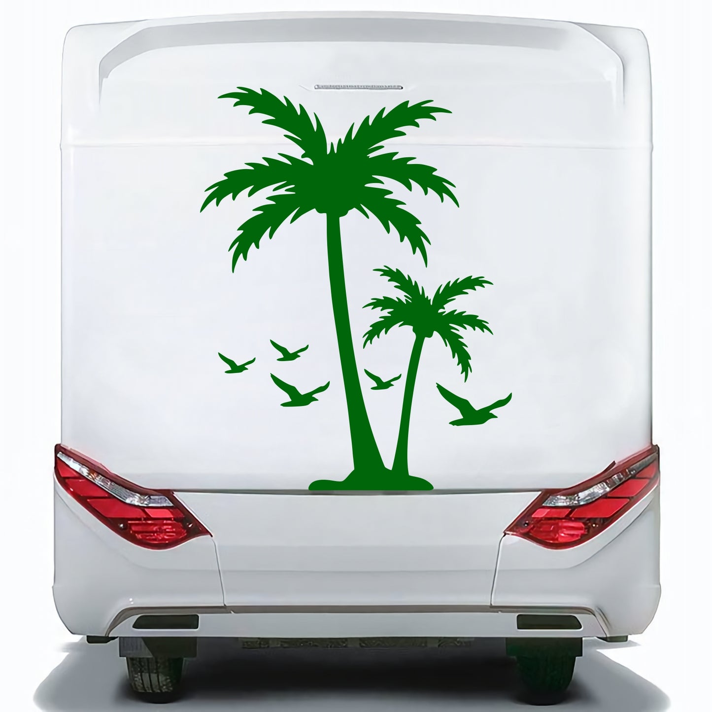 Set Caravan Palm Trees and Seagulls Birds Graphics Decals | Summer theme Camper Van Caravan Car Vehicle Decor Kit | Motorhome Adhesive Vinyl