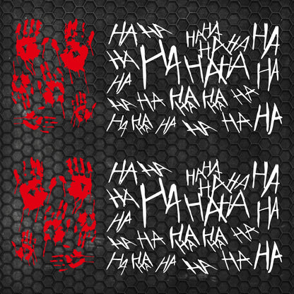 Set 2 Pcs JDM Scary Ahahah with Bloody Hands Sticker Motorbike