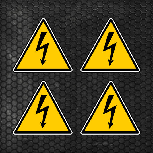 Set 4 Warning Electric Danger Sign HQ Printed Vinyl Graphic Decals Sticker | Warning Sign Stickers Electric Labels Small Electricity Safety