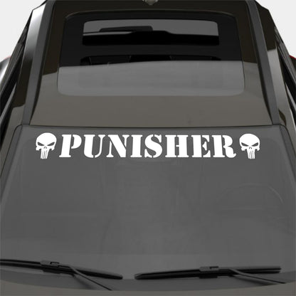 Windshield Punisher Front Car Window Sunstrip with Skulls Stickers Banner Decal Window Graphic | Stickers Motorsport Sunstrip Decor Kit