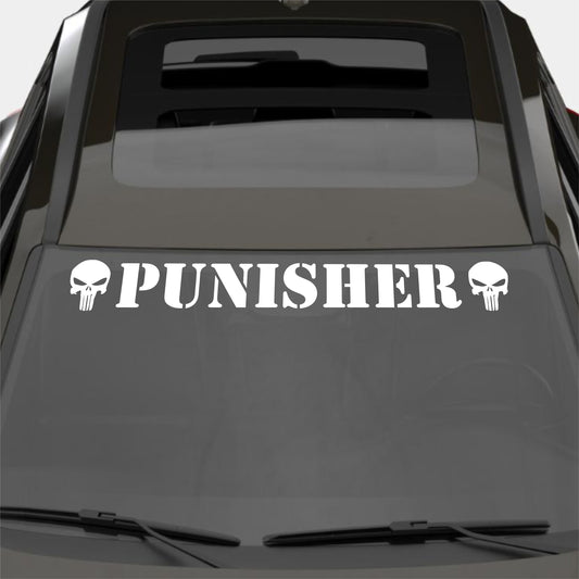 Windshield Punisher Front Car Window Sunstrip with Skulls Stickers Banner Decal Window Graphic | Stickers Motorsport Sunstrip Decor Kit