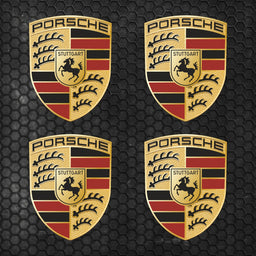 Set 4 Porsche Emblem Printed Vinyl Graphic Decals Sticker