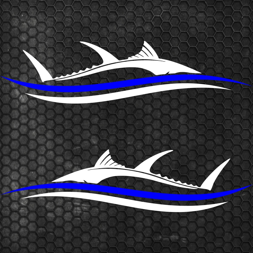Set 2 Pcs Side Boat Stripe Fish in Wave Sticker Boat Body Decal Cruise | Ocean Mural Vinyl Covers Adhesives Styling fishing Boats Decoration