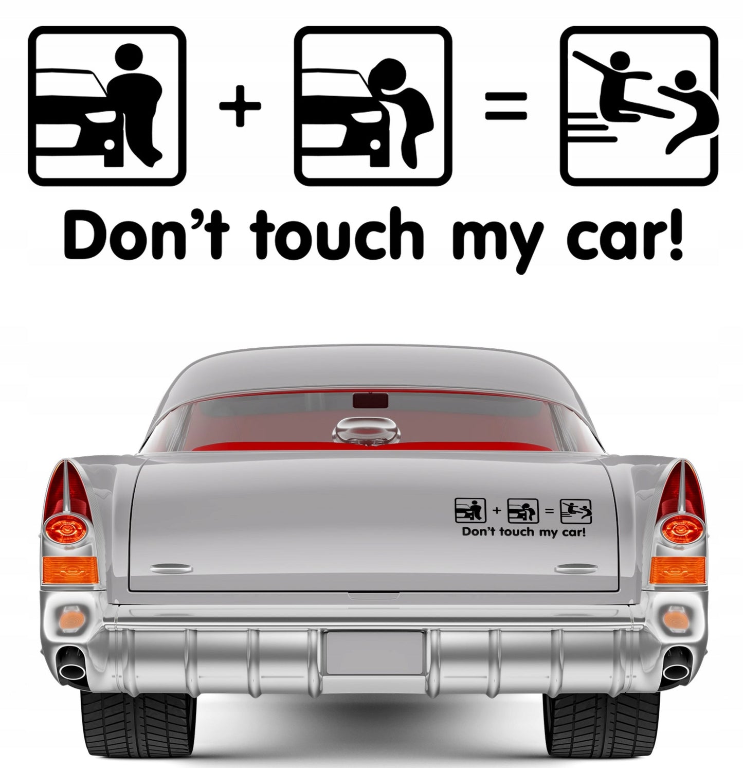 Set 2 Pcs Dont Touch My Car! Funny Vinyl Sticker Decals Both Sides Rear or Front Stickers decor Car Cover Sticker DIY Auto | Funny Graphics