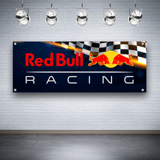 3 Styles Red Bull Racing Banner Vinyl Garage Sign Sponsor Logo Banner Pvc | Office, Store or Showroom Flag | Redbull Energy Drink Emblem Poster Shop | Poster Garage Decor | Sponsor Background