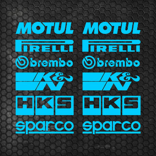 Set Both Sides Cut Emblem Graphics Sponsor Stickers Racing Brand Decal