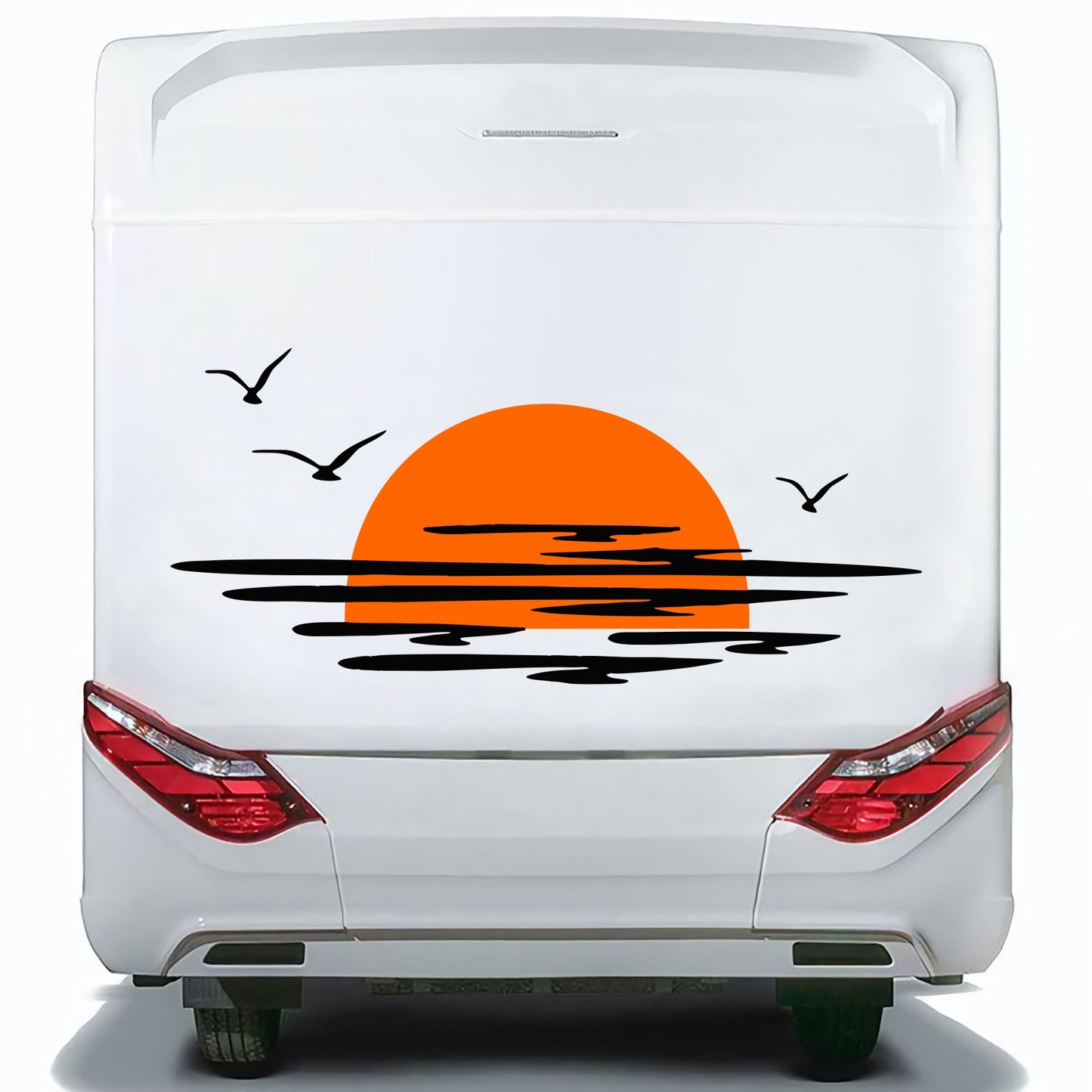 Set Caravan Sunset Among Clouds and Birds Graphics Decals | Camper Van Caravan Car Decoration Decals Kit | Motorhome Adhesive Decor Vinyl