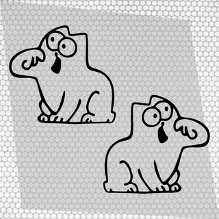 Set 2 Pcs Hungry Cat Simon Sticker car Vinyl Decals