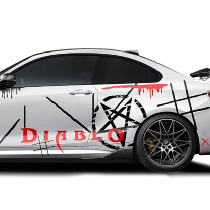 Set 2 Pcs JDM Decals The Diablo Theme Car Sticker Graphics Both Sides Sports Style Scary Pattern Accessories Wrap Vinyl Decal | Car Adhesive