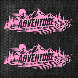 Set 2 Pcs Car Van Mountains Landscape Adhesive