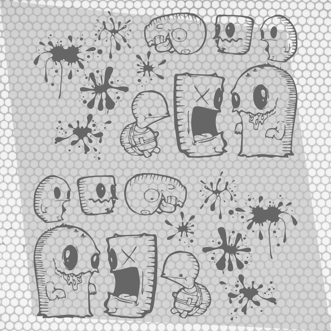 Set 2 Pcs Car Stickers Motive Monsters Blood JDM Decals | Sticker Graphics Both Sides Scary Pattern Wrap Vinyl Decals | Funny Graphics vinyl