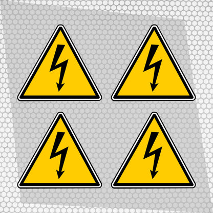 Set 4 Warning Electric Danger Sign HQ Printed Vinyl Graphic Decals Sticker | Warning Sign Stickers Electric Labels Small Electricity Safety