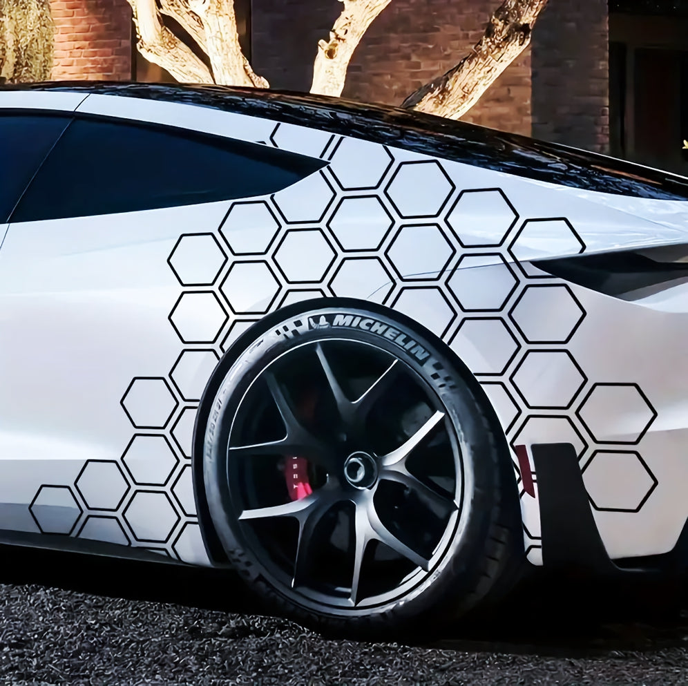 Set 120 Pcs Hexagonal Grid, DIY Creativity, Side Honeycomb, Rear Decal, Car Sticker Decal For Honeycomb Style Sticker Auto Graphics Decor