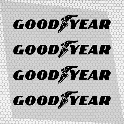Set 4 HQ Goodyear Tyre Sponsor Vinyl Racing Motorsport Emblem Sticker Decals | Motorcycle Car Vehicle Emblem Decor Kit Racing wrap Adhesives Goodyear Cut vinyl Logo