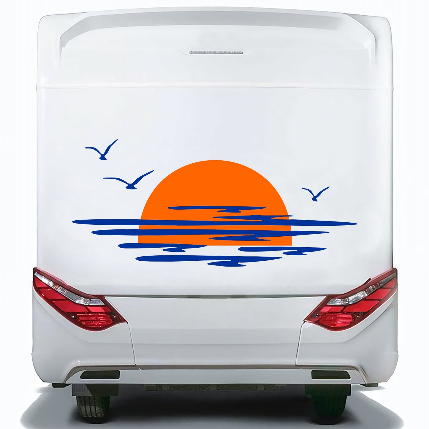 Set Caravan Sunset Among Clouds and Birds Graphics Decals | Camper Van Caravan Car Decoration Decals Kit | Motorhome Adhesive Decor Vinyl