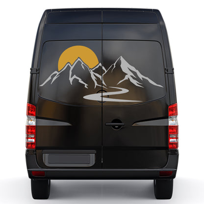 Set Caravan Sunset among Mountains and River Graphics | Decals set Motorhome Decoration Decals | Motorhome RV Adhesive Graphics Decor Kit