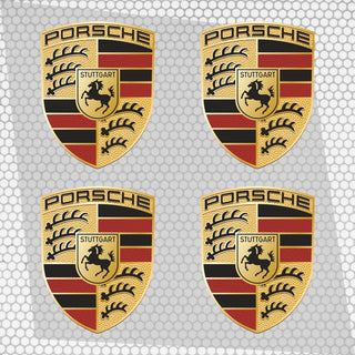 Set 4 Porsche Emblem Printed Vinyl Graphic Decals Sticker
