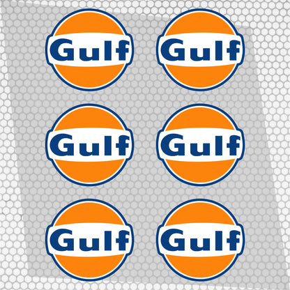 Set 6 Pcs Gulf Oil Logo Sponsor Racing Graphic | Gulf Motor Oil Hot Rod Automotive Gas Station Pump Decal Top Front Side Rear Racing Vehicle