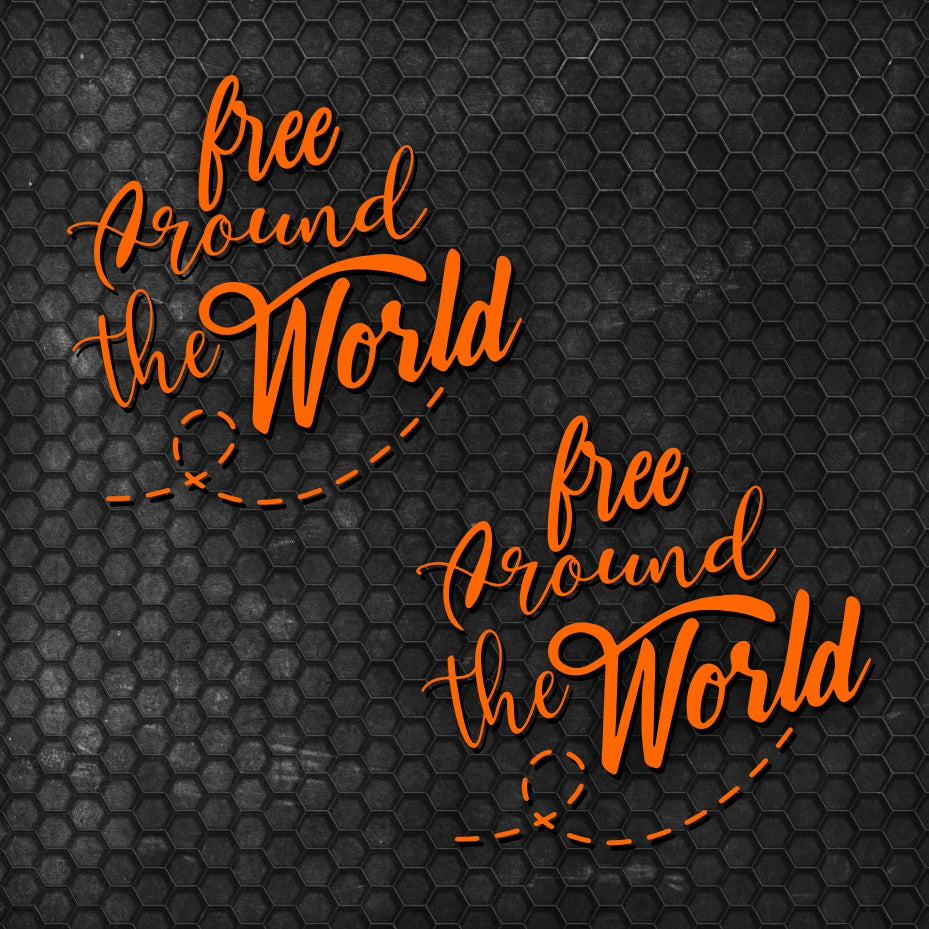Set 2 Pcs Free Around the World Graphics Decals both sides | Camper Van Caravan Car Quote Decor Decals Kit | Motorhome Adhesive Decor Vinyl