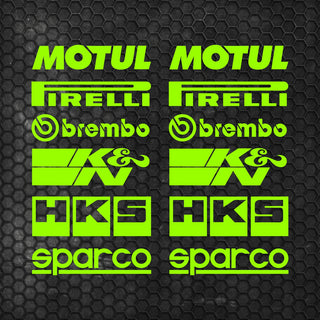 Set Both Sides Cut Emblem Graphics Sponsor Stickers Racing Brand Decal