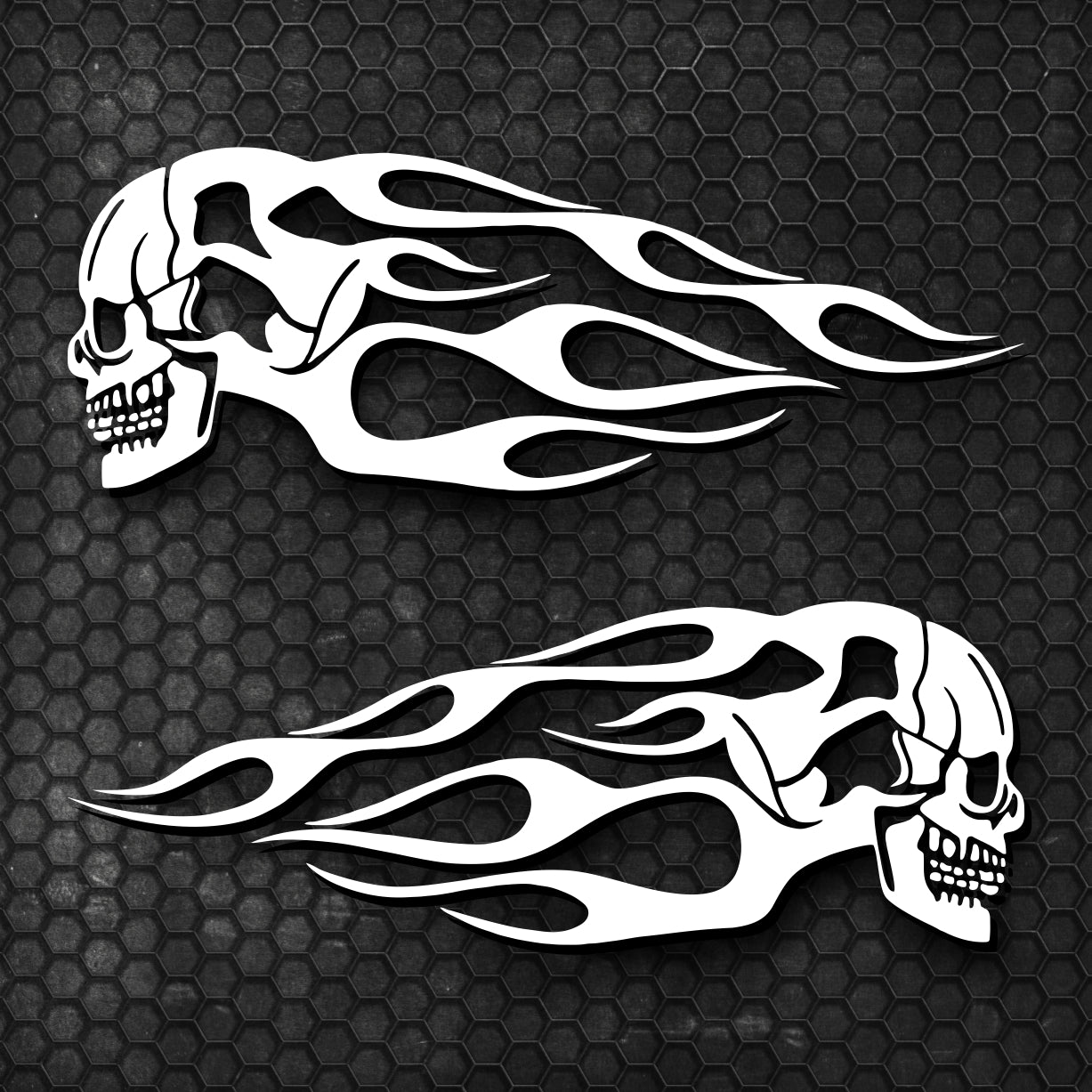 Set 2 Pcs High Quality Car Motorcycle Stickers | Motorcycle Oil Tank Stickers | Car Van Flame Skull Both Sides Decals Decor Accessories wrap