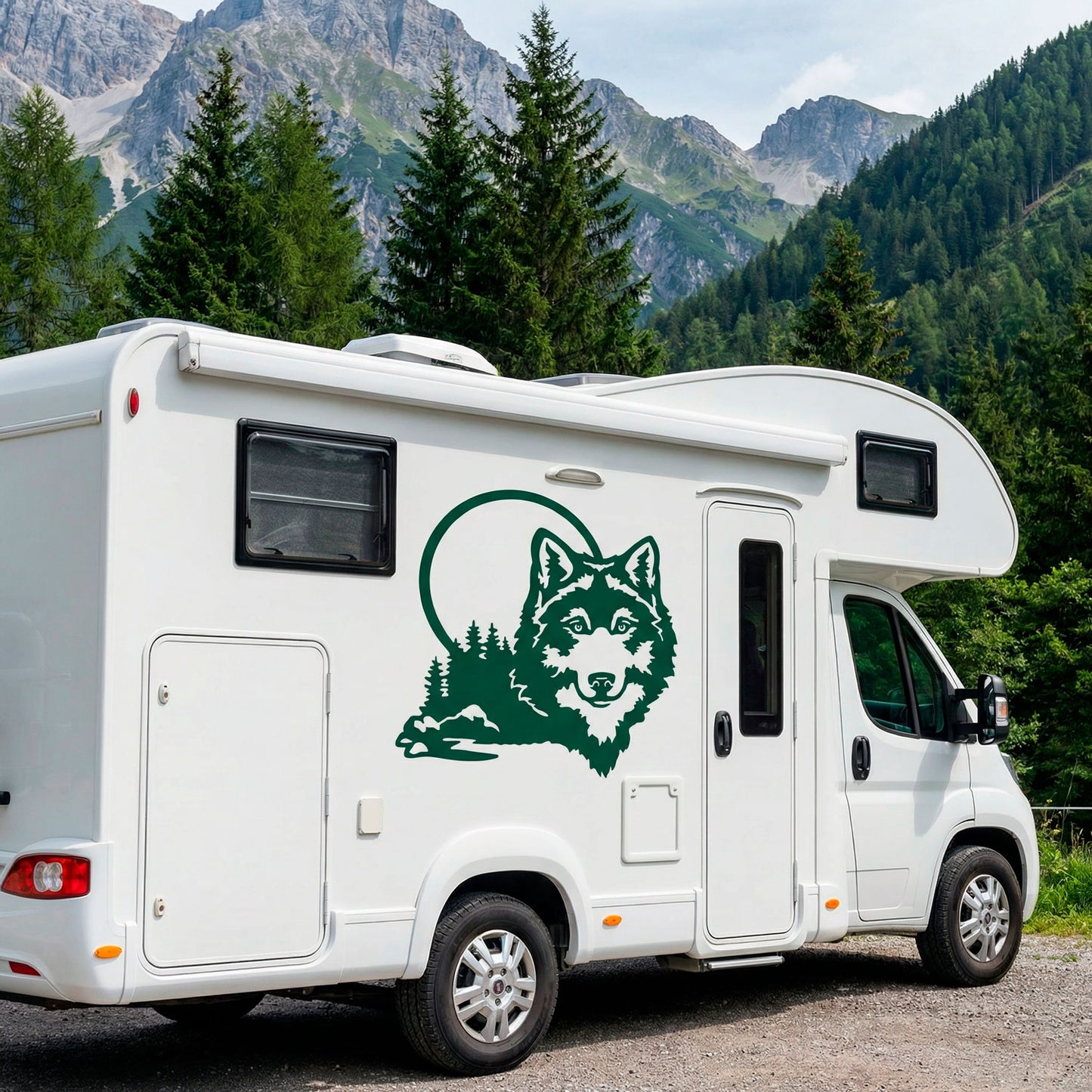 Set 2 Pcs Caravan Wolf in the forest Graphics Decals | Both Sides Camper Van Offroad Caravan Car Decoration Decals | Nature Adhesive Vinyl