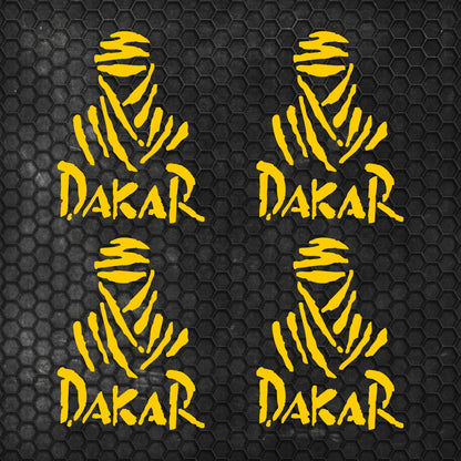 4 Pcs High Quality Dakar Sticker Sponsor Vinyl Decal Badge Tuning Car Bike Racing Sport Set Graphics | Sides Roof Rear Sticker for any Vehicle | Sport vinyl decal graphics adhesives