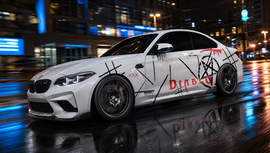 Set 2 Pcs JDM Decals The Diablo Theme Car Sticker Graphics Both Sides Sports Style Scary Pattern Accessories Wrap Vinyl Decal | Car Adhesive