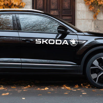 Set 2 Pcs Skoda Logo Decal Sticker Sport Racing Stripes Emblem Graphic | Skoda Cut Emblem logo Vehicle Sticker, Vinyl Car Decal Both Sides