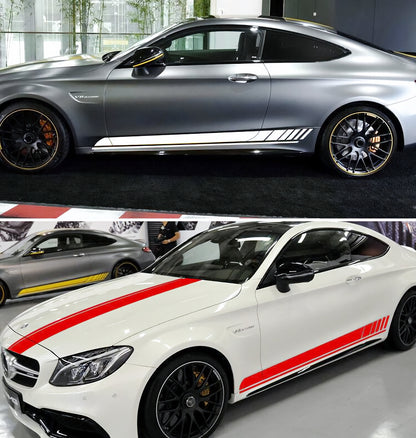 Set 4 Pcs Car Sides + Hood + Roof Sport Sport Stripes Graphics Decals. Universal Stripes Decal Graphics Kit, Decor Racing Stickers adhesives